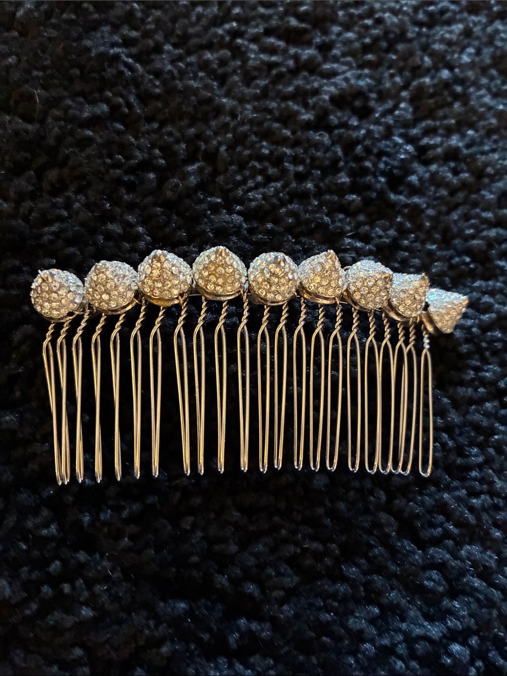 Hattie hair accessories rhinestone dome Beads Silver Hair Comb